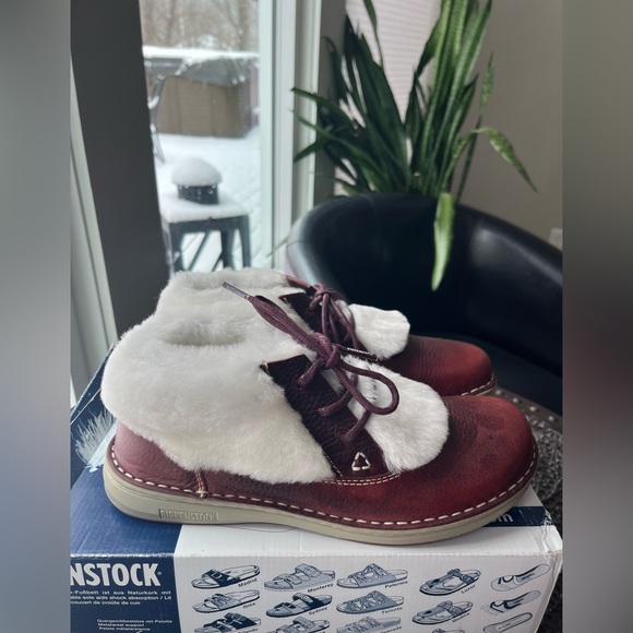 BIRKENSTOCK MEMPHIS CHESTNUT SHEARLING BOOTS 37 6 - Picture 2 of 7